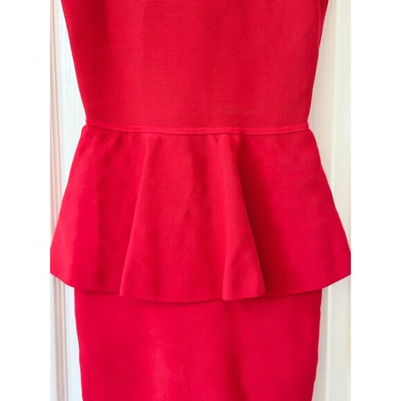BCBGMaxAzaria Poppy Red Peplum Sleeveless Mini Dress XS  90% Rayon 9% Nylon 1% S - Picture 9 of 16